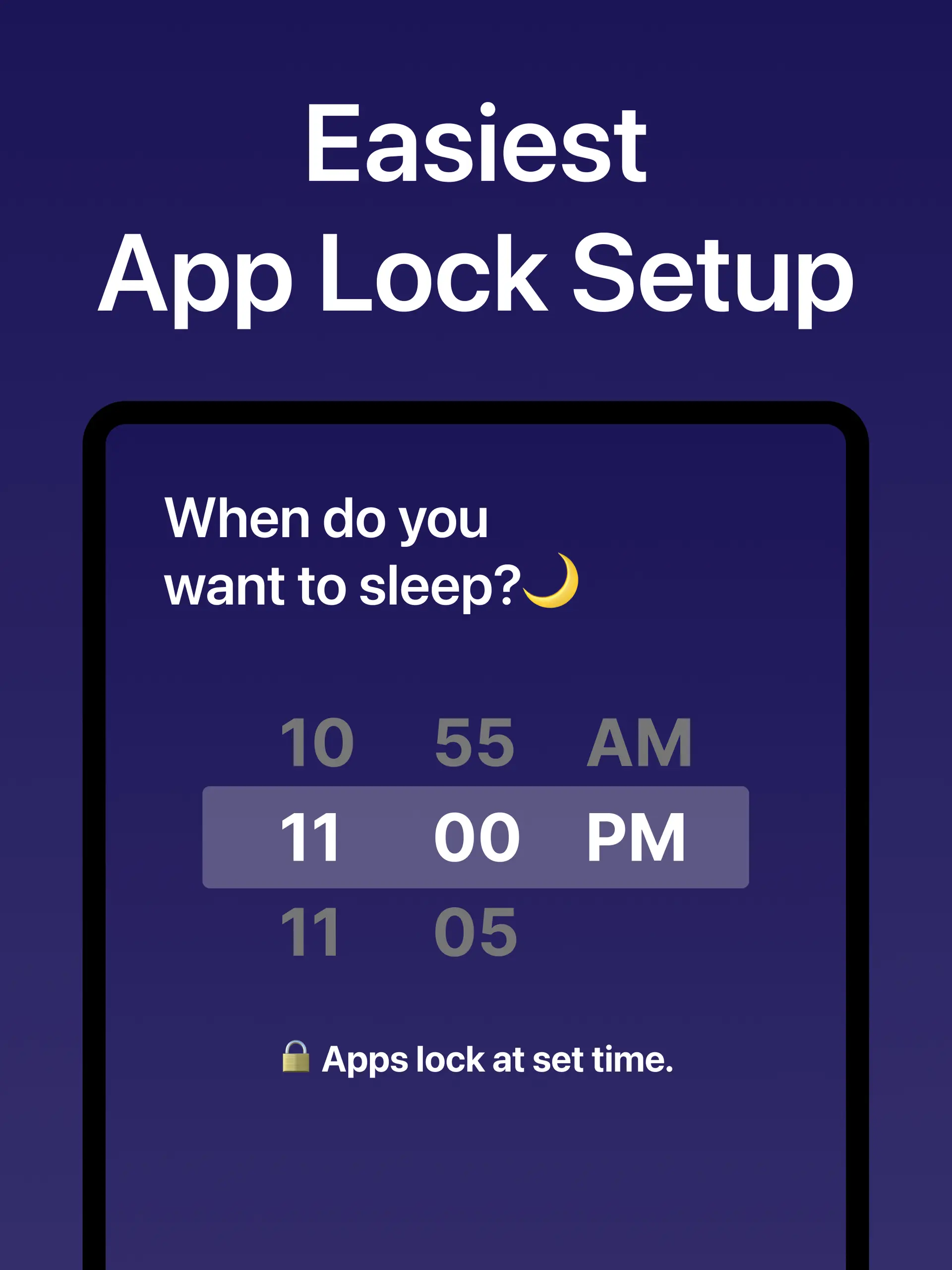 Good Night Lock schedule settings in English