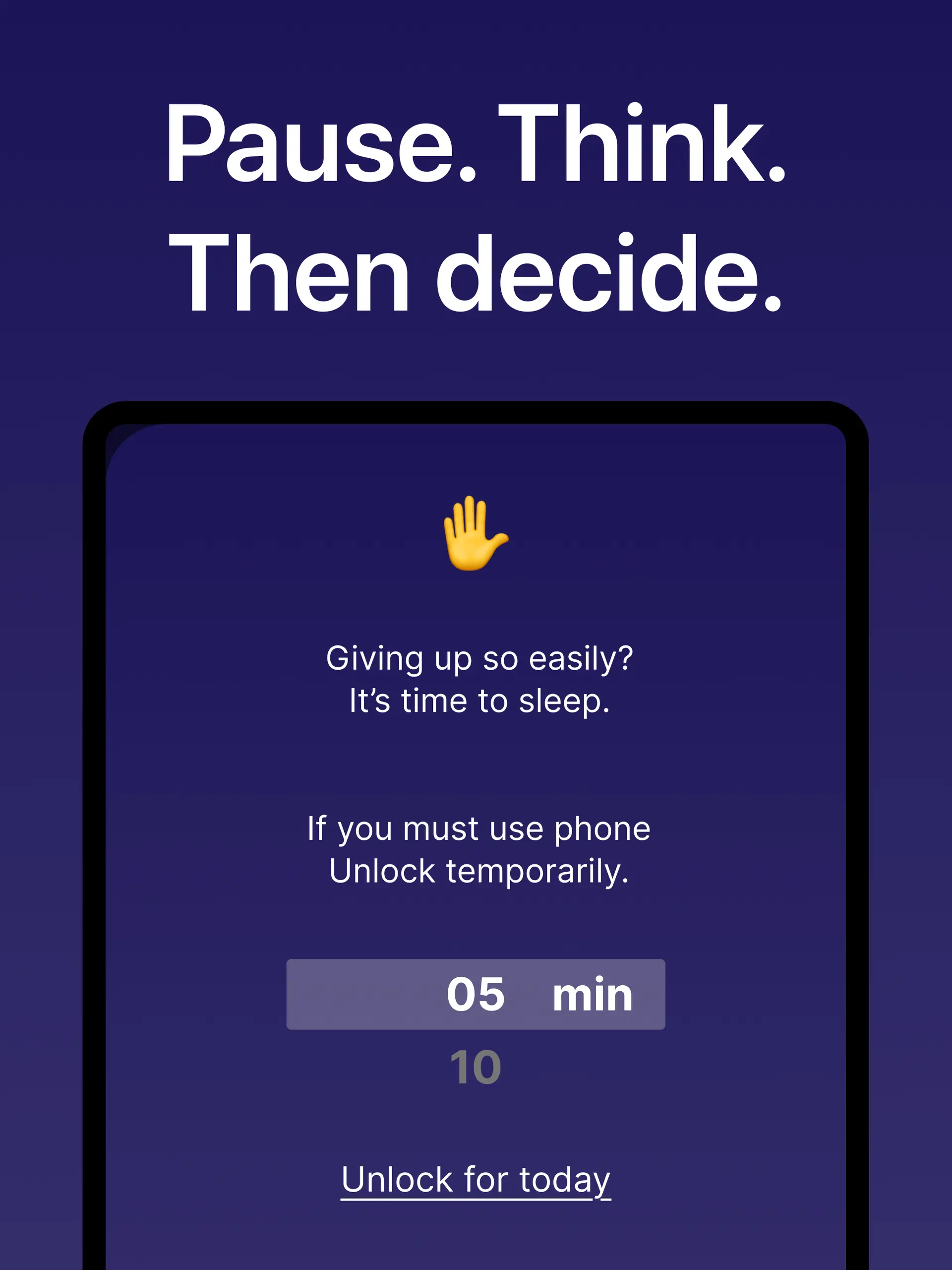 Good Night Lock app screen in English